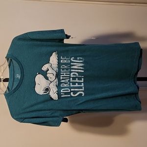Snoopy cartoon dog blue/green m tshirt